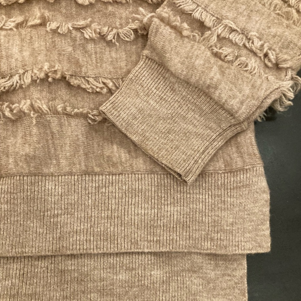 Anthropologie Beige Layered Fringe Sweater - Picture 4 of 6
